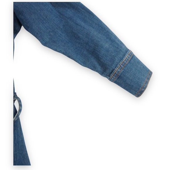 Old Navy Western Denim Dress Women 8 Blue 3/4 Sleeve Rodeo Fade Boho Belted - Picture 12 of 13